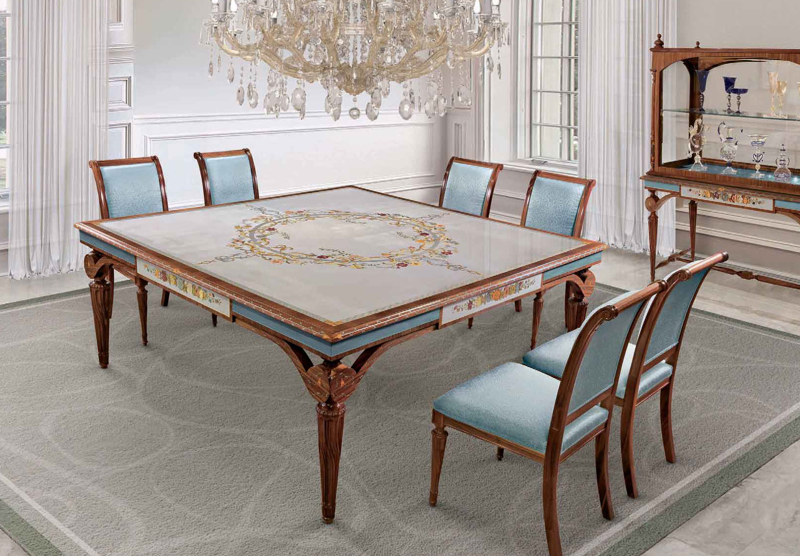 MN-A-800 Italian Intarsia Dining Table - Image 1