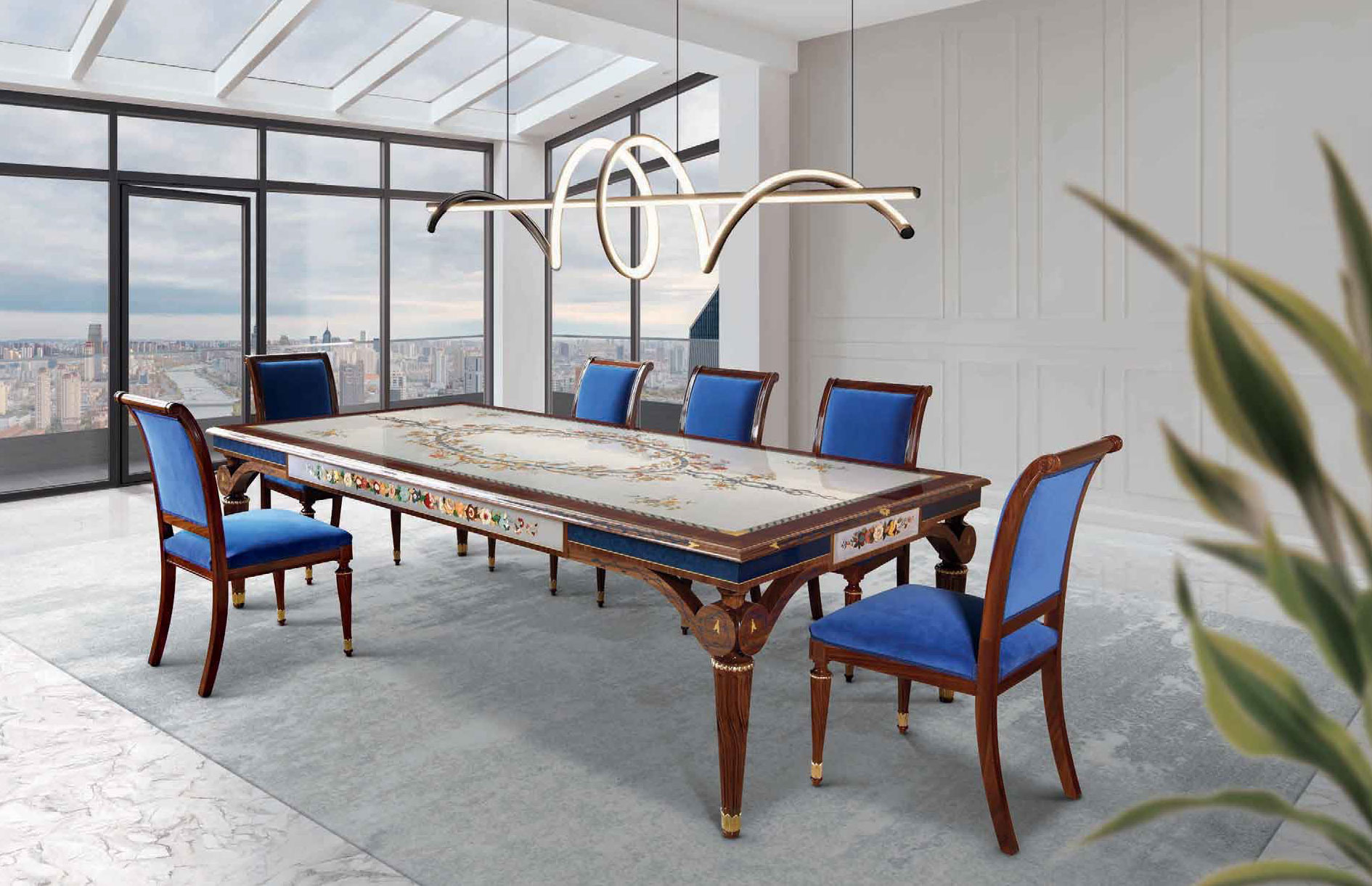 MN-A-801 Italian Intarsia Dining Table - Image 3