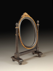 BAR-106 Painted shaving mirror w / gilt accents