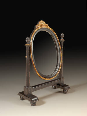 BAR-106 Painted shaving mirror w / gilt accents