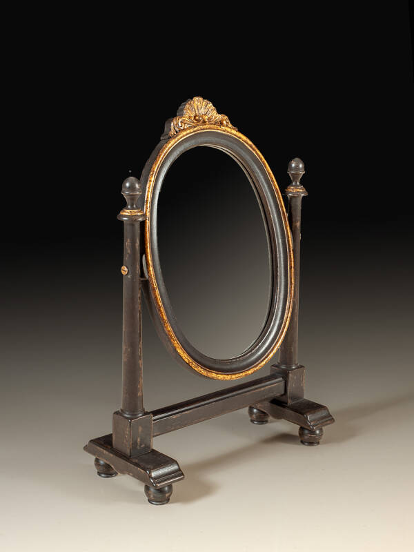 BAR-106 Painted shaving mirror w / gilt accents