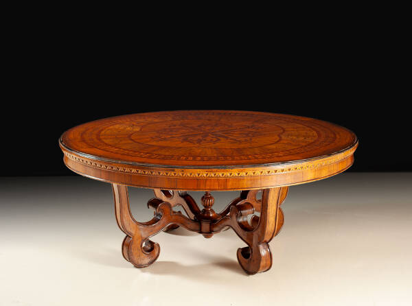 GV-857 Inlaid walnut round dining table