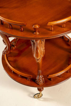 MN-564-T Carved cherry round tea cart - Image 2