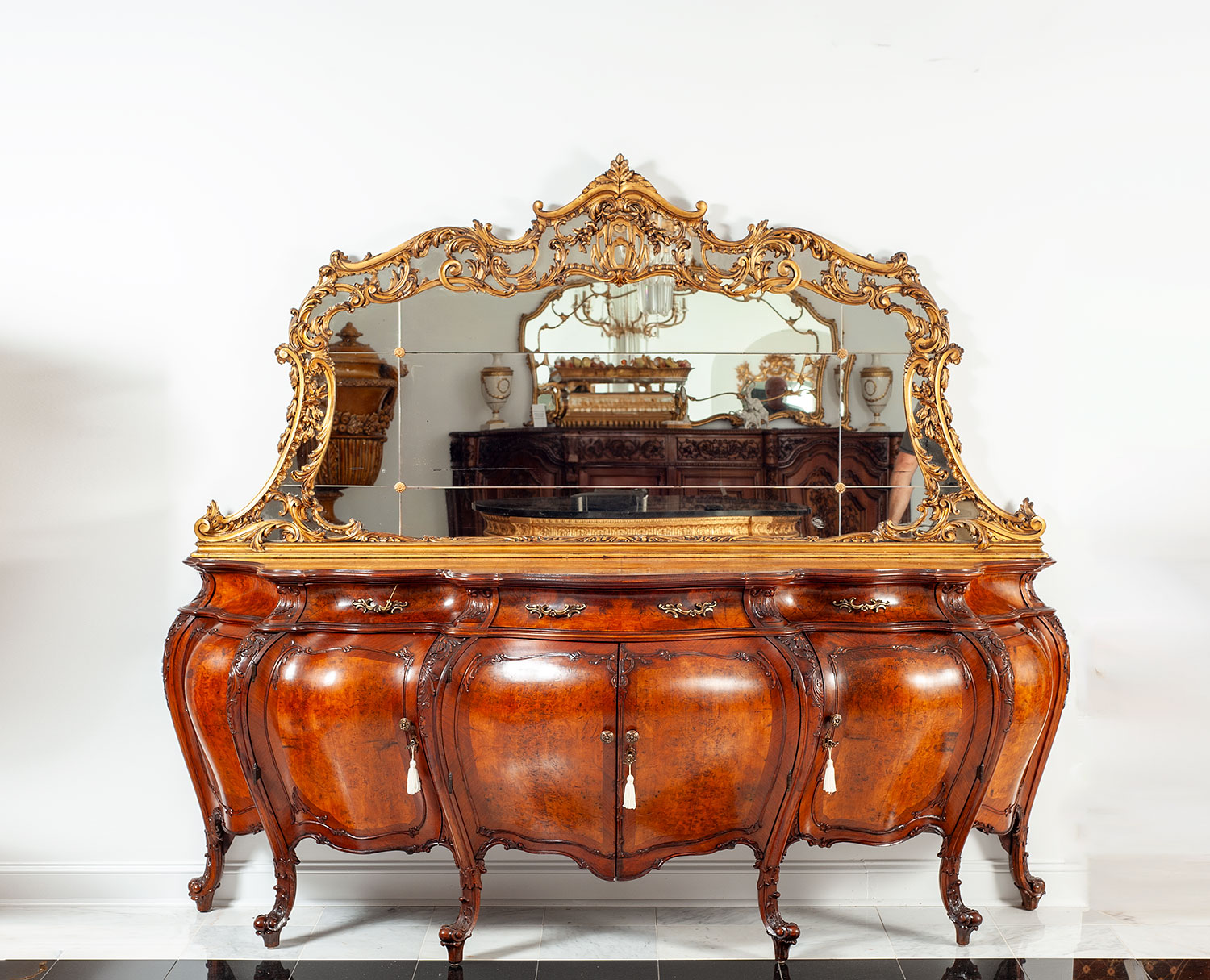PM-227 Antique Buffet and Mirror - Image 1
