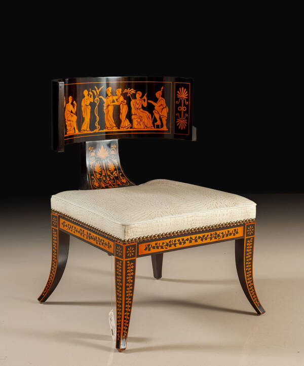 RM-P196 Neoclassical ebony inlaid accent chair