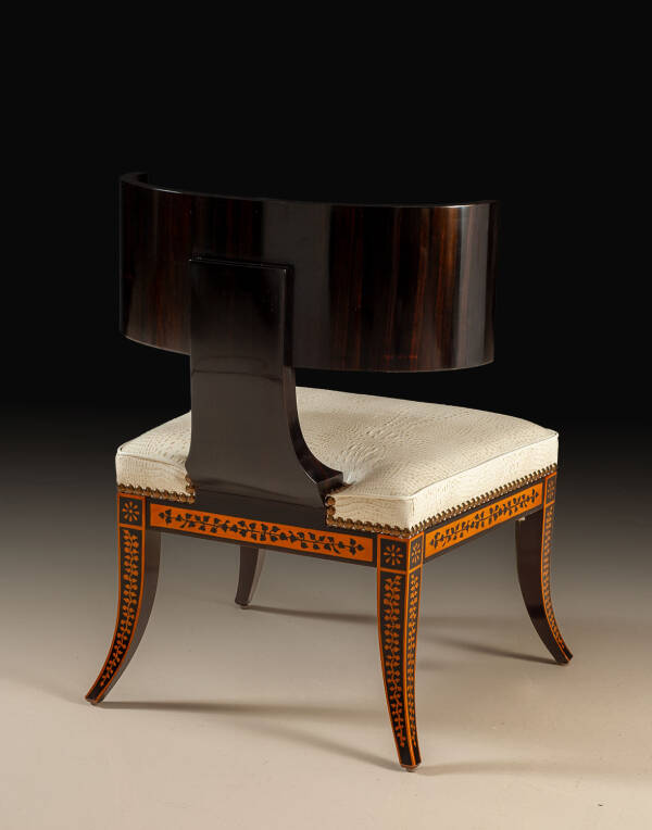 RM-P196 Neoclassical ebony inlaid accent chair