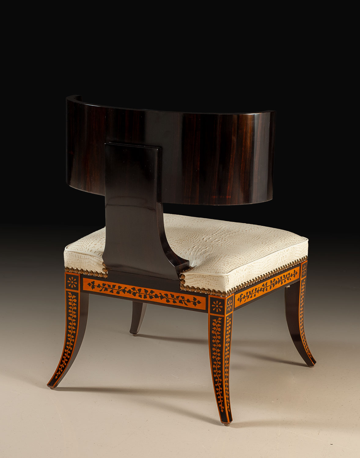 RM-P196 Neoclassical ebony inlaid accent chair - Image 3